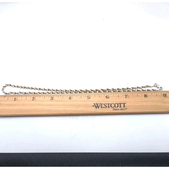 Twisted Rope 925 Sterling Silver & Gold Vermeil 18” Chain Necklace Italy 3mm 4g - Picture 8 of 9